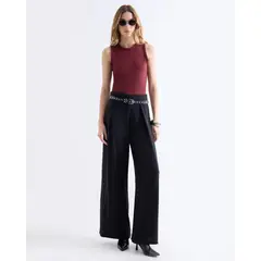SEVEN SEVEN - Pantalón Amplio Con Pinzas Para Mujer Negro