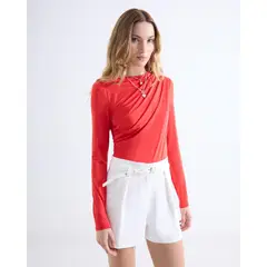 SEVEN SEVEN - Camiseta Para Mujer Manga Larga Cuello Alto Color Rojo Marca #28096525