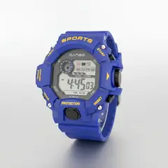 SANSE - RELOJ NEGRO AMARILLO DIGITAL S-660 DEPORTIVO SUMERGIBLE + CAJA