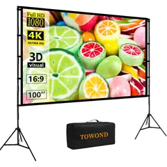 GENERICO - TOWOND Pantalla Proyector 100” 4K Portátil Trípode