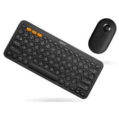INNOVA - Teclado Bluetooth Inalámbrico Mouse Silent Multi Dispositivo Pc Tablet Ios Android Negro