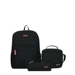 SAMSONITE - Set Xtrem Morral + Cartuchera + Lonchera Negro-Rosado