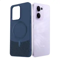 GENERICO - Funda Estuche Carbono Carga Magnética Compatible Oppo Reno 13F Azul