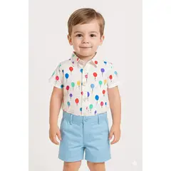 LUSOLSI - Conjuntos dos prendas camisa y pantalon corto para niños y bebes