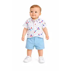 LUSOLSI - Conjuntos dos prendas camisa y pantalon corto para niños y bebes