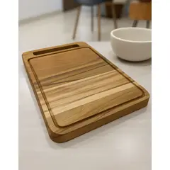 VETTA HOME - Tabla Teca Rectangular con ranura 34x21x15 cm