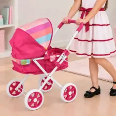 GENERICO - Coche Paseador Moises Lujo Cochecito Bebés Muñecas Fucsia 7883