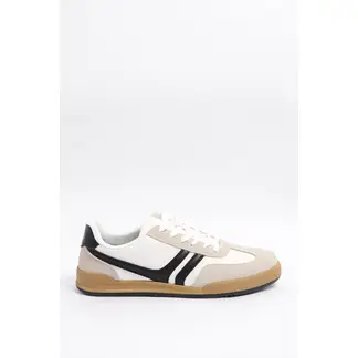 KOAJ - Tenis blancos casuales con franjas negras localizadas Hombre