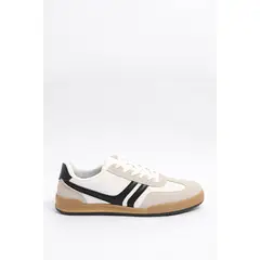 KOAJ - Tenis blancos casuales con franjas negras localizadas Hombre