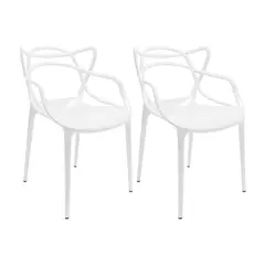 BOXBIT - Set de 2 Sillas Exterior Sidney Con Brazos - Blanco