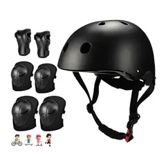 GENERICO - Casco y equipo de protección para patinaje bicicleta sobre ruedas X7 Pcs 4 - 16 años