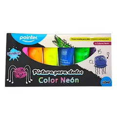 POINTER - Pinturas Lavable Para Dedos Neón 60ml X 6 Unidades