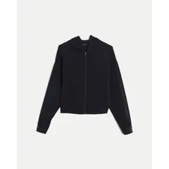 ATMOS - Buzo Crop Con Capota para Mujer Deportiva Color Negro Marca