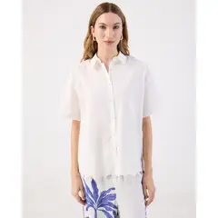 PATPRIMO - Camisa Bordado Inglés Y Ondas Para Mujer Blanco