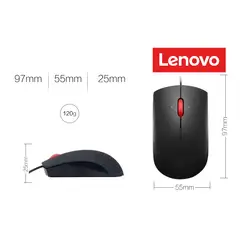 LENOVO - MOUSE ESSENTIAL - ALAMBRICO - NEGRO - USB - 4Y50R20863
