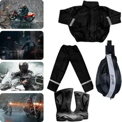 GENERICO - Kit impermeable botas tulas portacasco indumentaria moto