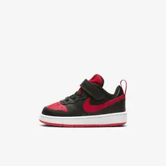NIKE - Tenis Bebé Court Borough Low 2 RB BQ5453-007 Negro Rojo