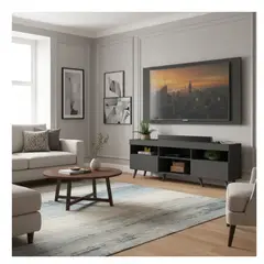 GENERICO - Rack Con Panel Florida Con Patas Color Negro