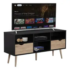 GENERICO - Mueble Para Tv Rack Moderno Estilo Nórdico Negro Y Marrón