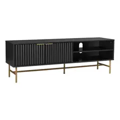 GENERICO - Rack De Tv Acanalado Top Living Relan Queens Con Puertas Estante Color Negro