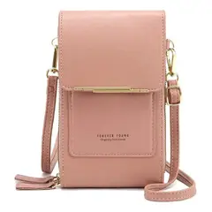 GENERICO - Bolso Billetera Porta Celular Manos Libres Cartera ROSADO