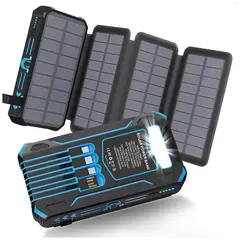 COLME TECHNOLOGY HOME - Power Bank Cargador Solar Portátil 20.000mah 4 Paneles 2 Usb