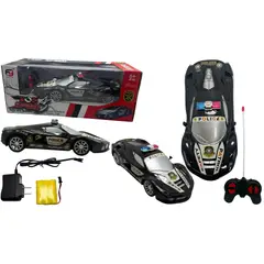 MAZUGI - Carro Policía Luces Coche Auto Control Remoto Recargable Policía Negro