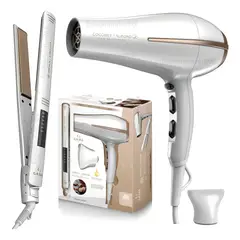 GAMA - Combo Plancha Led + Secador Coco & Almendras Blanco