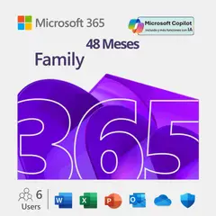 MICROSOFT - Licencia Office 365 Familia KEY 48 Meses 6 Usuarios 30 Dispositivo PIN
