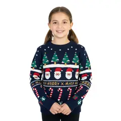 MOLGOA - Saco Cuello Redondo Unisex - Saco Navidad Santa Claus Niños