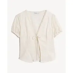 SEVEN SEVEN - Blusa En Ojalillo Con Lace Up Para Mujer Marfil