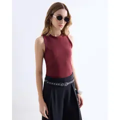 SEVEN SEVEN - Camiseta Larga En Rib Para Mujer Vino