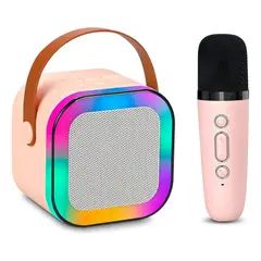 OEM - Parlante Karaoke Portátil Mini Con Micrófono Inalámbrico Bluetooth Rosa
