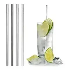 GENERICO - Pitillo Acero Inox Reutilizable RECTO 25cm Pack 50 Unidades