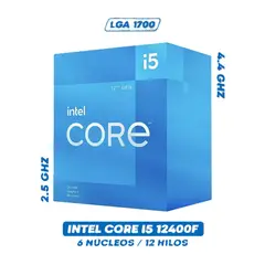 INTEL - Procesador CORE i5 12400F de 12ª Generación con 6 Núcleos para Equipos de Alto Rendimiento