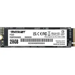 PATRIOT - SSD NVMe P320 256GB M2 2200x1200 para Rendimiento Ágil y Sistemas Estables