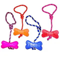 HALLY PET - Juguete Para Perro Hueso Macizo Con Cuerda Morado