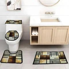 GENERICO - Juego De Baño 4 Piezas Antideslizante Gris Tapetes Para Baño