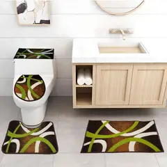 GENERICO - Juego De Baño 4 Piezas Antideslizante Verde Tapetes Para Baño