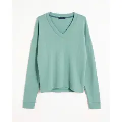 PATPRIMO - Suéter Liviano Con Cuello V  Para Mujer Verde