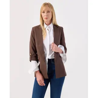 PATPRIMO - Blazer Abierto De Mangas 3/4 Para Mujer Café