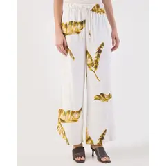 PATPRIMO - Pantalón Palazzo Estampado Para Mujer Blanco