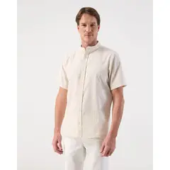 PATPRIMO - Camisa Guayabera Para Hombre Manga Corta Sin Bolsillo Color Café Marca #44030405