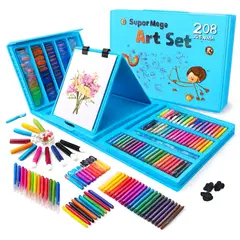 OEM - Set Artes Pintura Dibujo Niños Kit Pintura Artedibujo Creativo 208pcs Azul