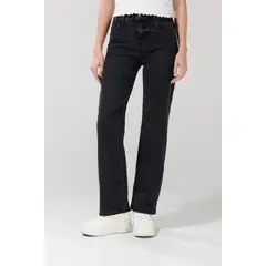 KOAJ - Jean straight leg tiro alto gris intenso con bota recta Mujer