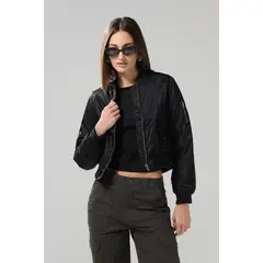 KOAJ - Chaqueta unicolor bomber con acolchado interno y bolsi Mujer