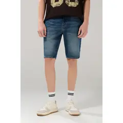 KOAJ - Bermuda slim azul oscura de jean con bolsillos y tiro b Hombre