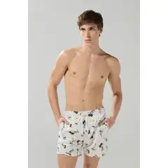 KOAJ - Bermuda playera crema tiro bajo con estampados continuo Hombre