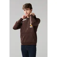 KOAJ - Buzo con capota café oscuro y diseño de Garfield Hombre