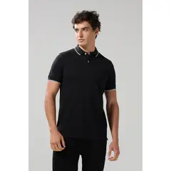 KOAJ - Camiseta polo unicolor con aberturas y manga corta Hombre